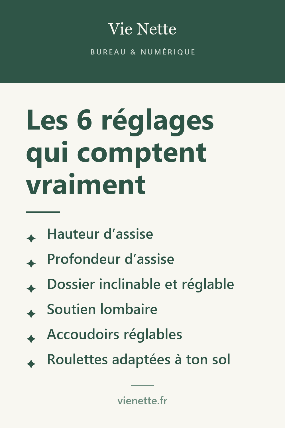 Les 6 réglages qui comptent vraiment